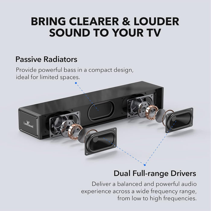 Small Sound Bar for TV, PC and Gaming, 16 Inch Mini Soundbar