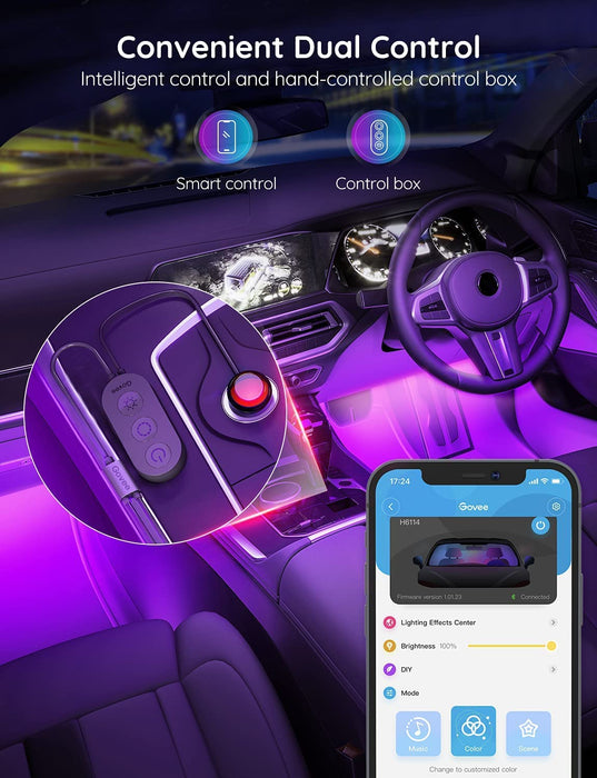 Car LED Lights, RGB Smart Car Interior Lights, App Control