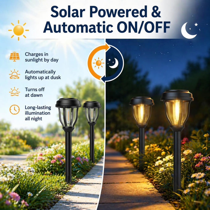 12 Pack Solar Lights Outdoor, Solar Pathway Lights Auto On/Off Waterproof Garden Landscape Lighting for Path, Yard, Walk