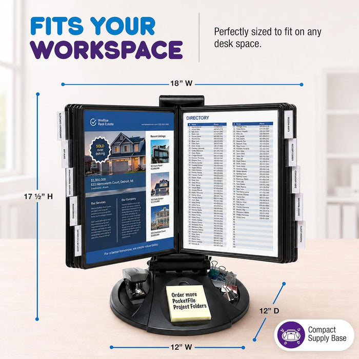 AdjustaView Supply Base Desk Reference Display Organizer BK