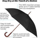 Auto Open Water Repellent Stick Umbrella with Classic Wood J Hook Handle