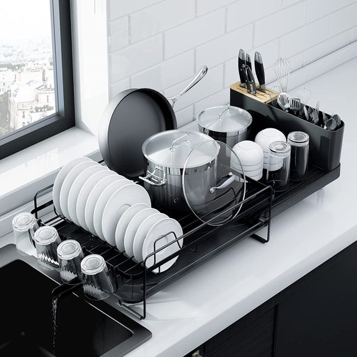 Extendable Dish Drying Rack, 19.2"-26.7" L x 12.9" W, Black