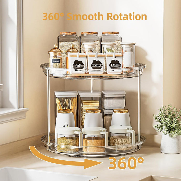 Rotating Makeup Organizer 2 Tier, Clear 360 Spinning Perfume Stand