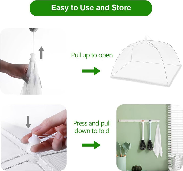 (6 Pack) Pop-Up Outside Picnic Mesh Food Covers Tent Umbrella for Outdoors and Camping Food Net Cover Keep Out Flies Mos