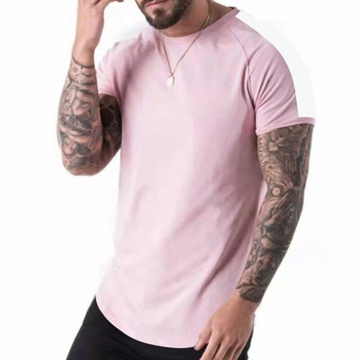 Mens Casual round Curved Hem T-Shirt Men Sport Fashion Short Sleeve T Shirts