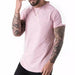 Mens Casual round Curved Hem T-Shirt Men Sport Fashion Short Sleeve T Shirts