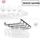 14-Inch Wine Glass Holder - Under Cabinet Metal Stemware Rack for Kitchen Bar - Single Rail Hanging Storage Hanger, Set 