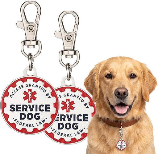 Service Dog Tags, 2-Pack Double-Sided Metal ID Tags