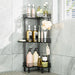 Corner Shower Caddy Standing - 3-Tier Stainless Steel Shower Organizer with Soap Holder and 4 Hooks, Large Capacity Corn