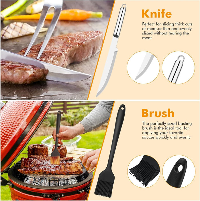 Grill Utensils Set,15 Pcs Stainless Steel BBQ Accessories Set