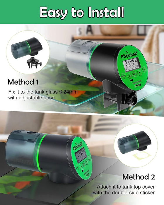 Automatic Fish Feeder for Aquarium Easy Setup & 4 Timers Green