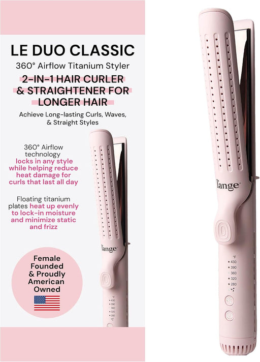 Le Duo Grande 360° Airflow Styler | Curl & Straighten with One Tool | 5.3" Snag-Free Titanium Plates | Cooling Air Vents