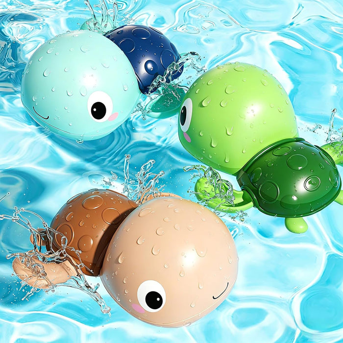 Baby Bath Toys for Kids Ages 1-3, Wind-Up Swimming Turtles, 3 Pack