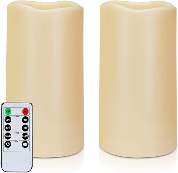 Waterproof Flameless Candles, Outdoor LED Pillar Candle Set of 2