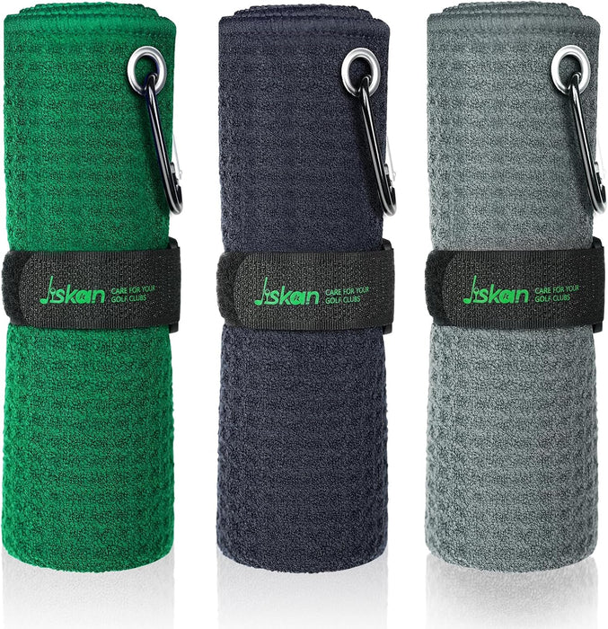 Pro Golf Towel Microfiber Golf Towel for Golf Bags (16" X 16") with Hook, Loop Fastener and Gift Box, Essentials Golf Ac