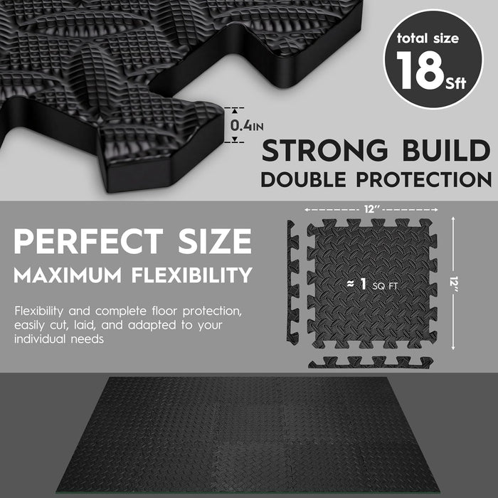18 Pcs EVA Foam Floor Tiles, Puzzle Exercise Mat Set for Gym