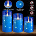 Flickering Flameless Candles: 3D Wick Built-in Star String Lights Acrylic Unbreakable Battery Operated LED Pillar Candles with Remote and Timer - 3 Pack for Wedding Valentine's Day Decor