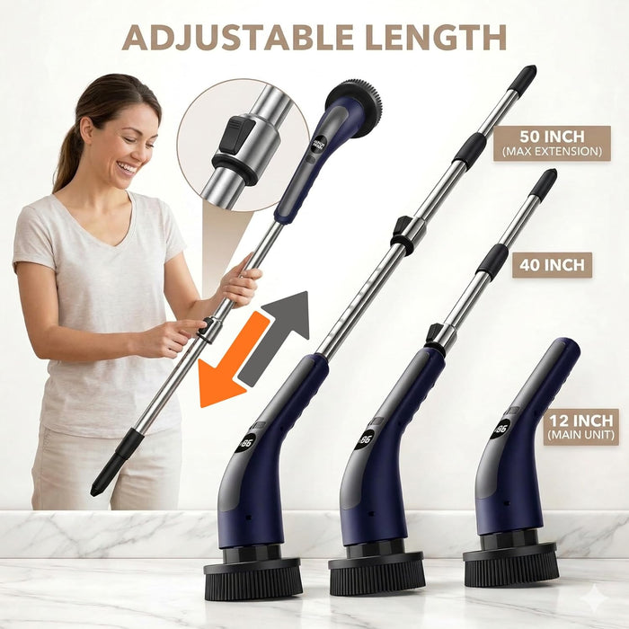 LIVINGPRO Electric Spin Scrubber, Cordless Cleaning Brush with Long Handle