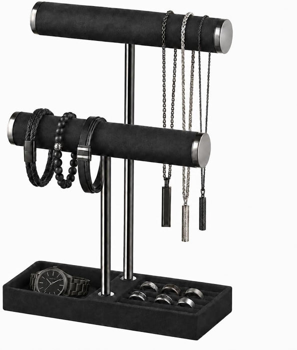 2 Tier Bracelet Holder Display, Necklace Holder Organizer, Black