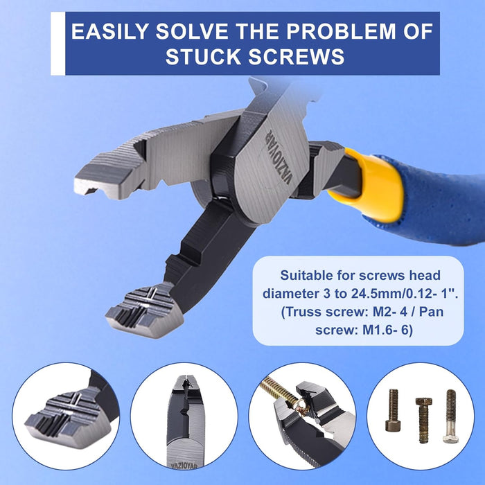 Multi-Function Screw Extractor Pliers, Non-Slip Screw Removal Tool, Extracts Stripped, Broken, Rusted Screws, Screw Plie