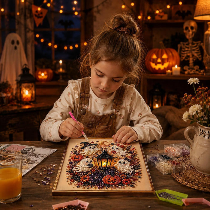 Halloween Ghost Pearl Diamond Art DIY Kit 3D Diamond Frameless (Ghost)