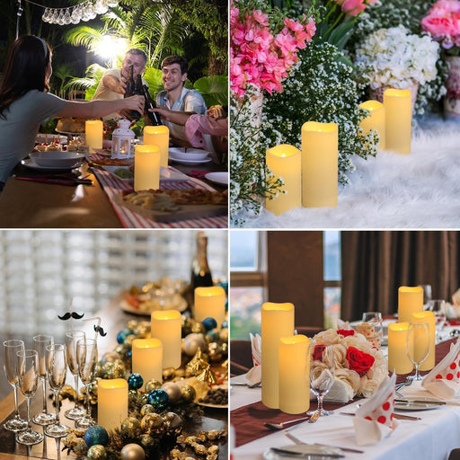 Set of 24 Flameless Led Battery Opeated (D2.2'' x H4''5''6'') Waterproof Outdoor Indoor Candles with 10-Key Remotes and 