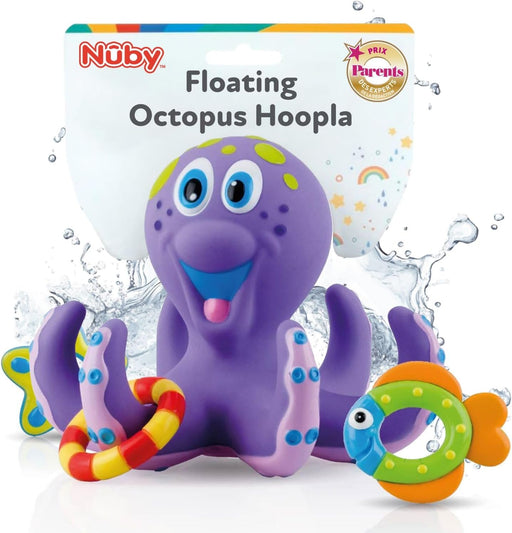 Floating Octopus with 3 Hoopla Rings - Baby & Toddler Bath Toy - No Hole Design Keeps Moisture Out - Fine Motor Skills -