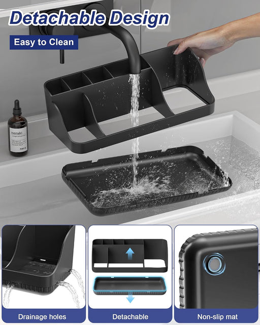 Bathroom Counter Organizer and Storage, 7 Slots Detachable Toothbrush Holders for Bathrooms, Anti-Slip Electric Toothbru