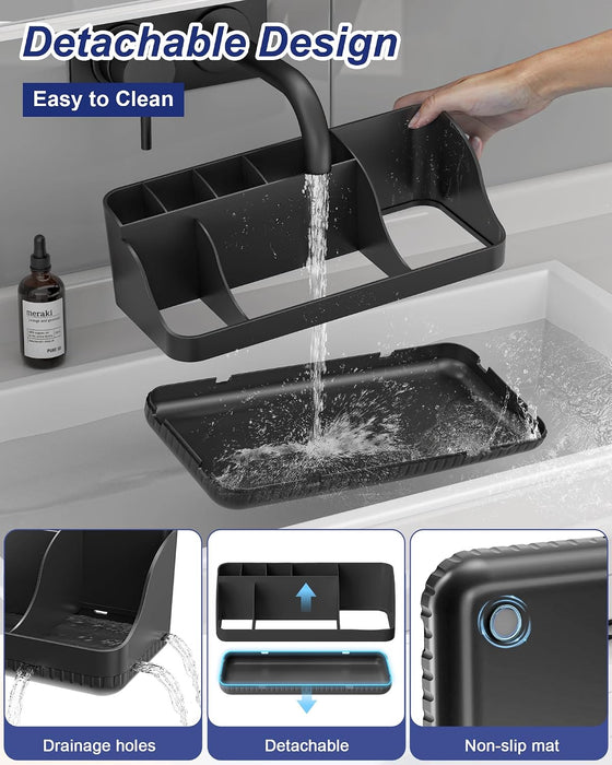 Bathroom Counter Organizer and Storage, 7 Slots Detachable Toothbrush Holders for Bathrooms, Anti-Slip Electric Toothbru