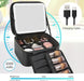 Travel Makeup Bag With LED Mirror, Cosmetic Train Case with Light up Mirror, Portable Makeup Artist Organizer Bag with Adjustable Dividers, Makeup Brush Holder Storage, Black