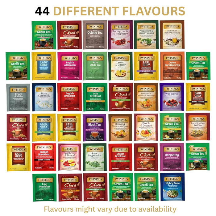 Tea Bag Sampler Assortment, Variety Pack (44 Count), 44 Unique Flavours for Tea Lovers: Women, Men, Couples, Family, Fri