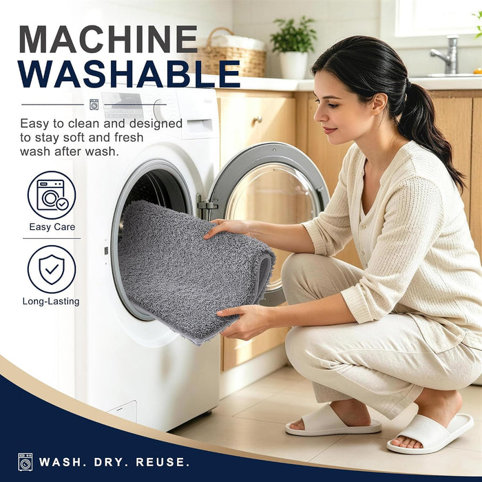 Microfiber Bathroom Rugs 30x20, Soft Highly Absorbent Bath Mat, Grey