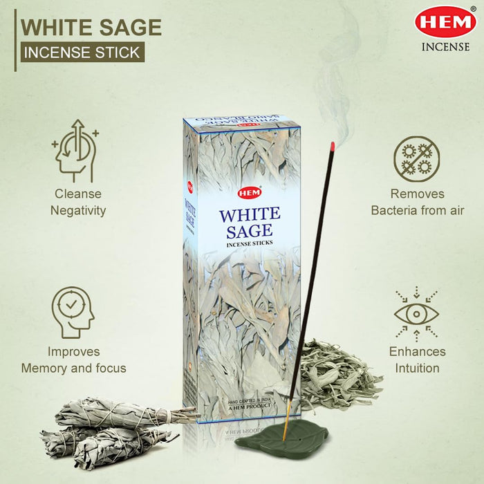 White Sage Incense Sticks - 100 Count | Natural Air Purifying Aromatherapy | Calming and Cleansing Fragrance | Perfect f