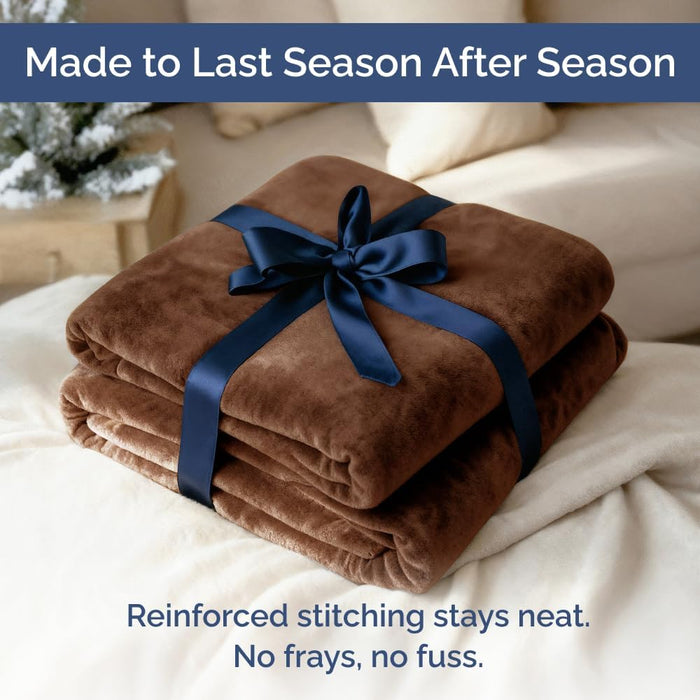 Ultra Soft Fleece Throw Blanket - College Dorm Room Essentials - Brown