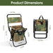 Foldable Fishing Stool with Backrest and Cooler Bag