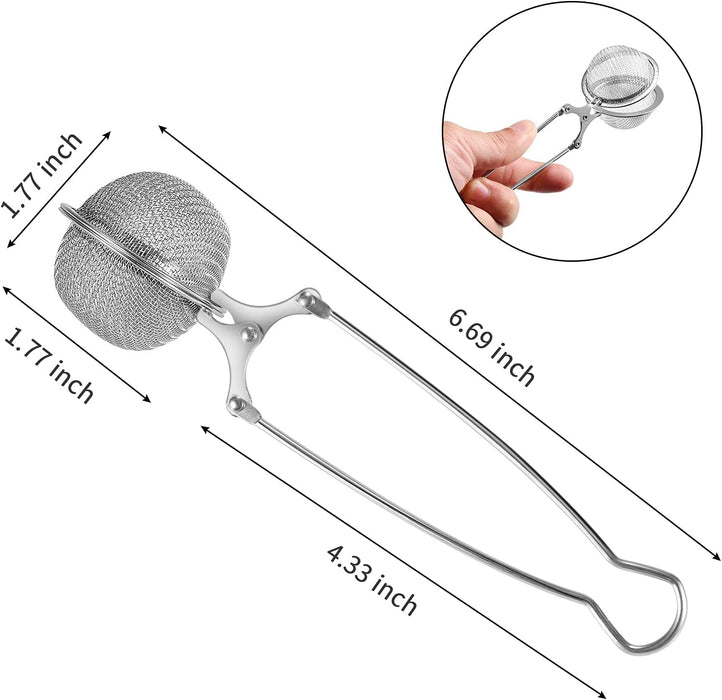 Snap Ball Tea Strainer, 3 Pack Stainless Steel Tea Infuser Filter with Handle for Loose Leaf Tea, Spices, Seasonings