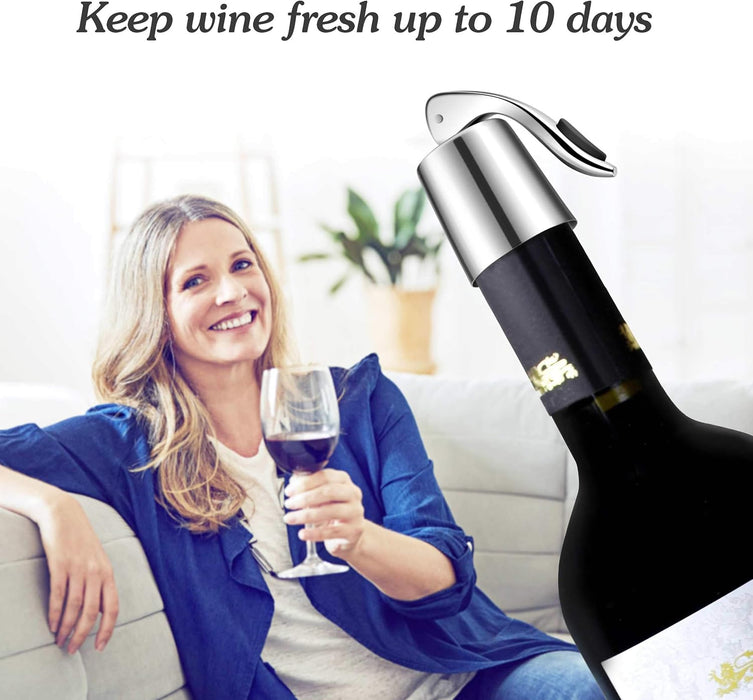 2-Pack Wine Stoppers, Airtight Seals to Keep Wine Fresh, Easy Press-to-Seal