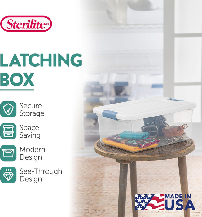 Latching Box with Lids for Home and Office, 15 Quart, 12-Pack