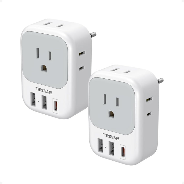 European Travel Plug Adapter 2 Pack, Type C Plug