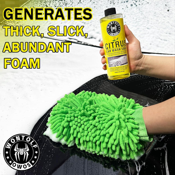 Complete Car Wash Cleaning Kit, Car Interior Detailing Kit with Car Wash Soap, Interior Detailing Cleaner, Wheel Cleaner, Wheel Brush, Dying Towel, for Cars Trucks RVs SUVs