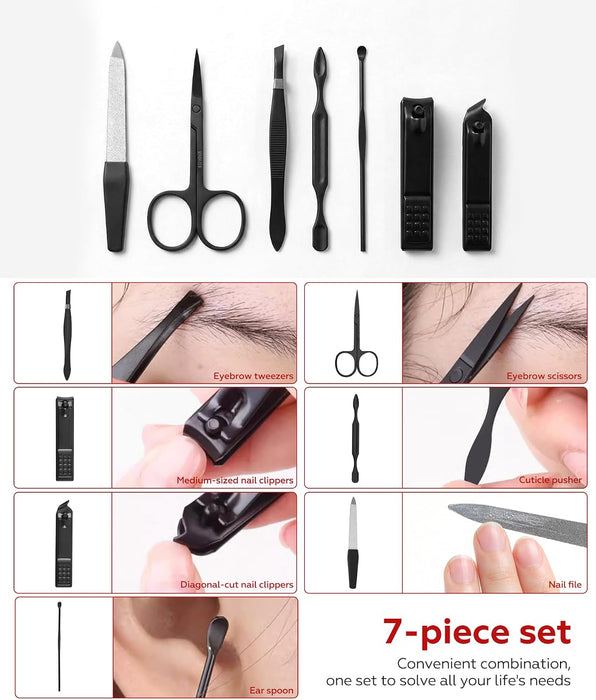 Stocking Stuffers Gift for Men Dad, Manicure Set Nail Clippers Grooming Kit with Travel Case, Personal Care Tools Birthd