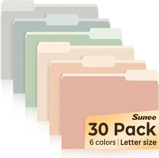 File Folders, 30 Pack Manilla Folders 8.5 x 11, Colored File Folders Home Office School Supplies for Documents Files Paper,6 Pastel Colors
