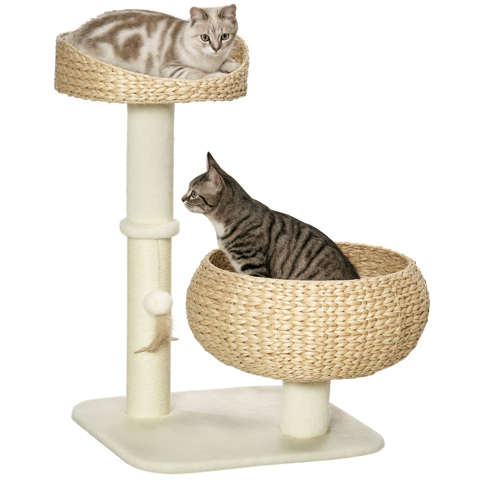 Elevated Cat Bed with Sisal Scratching Post