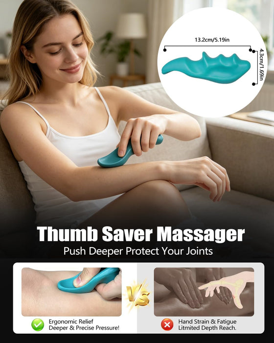 Trigger Point Massage Tool for Deep Tissue, 3PCS Fascia Release Tools Set, Thumb Saver Massage Tool for Full Body Pain Relief, with 3-Legged Massage Knobs, Stress Relief
