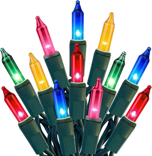 Christmas Lights 100 Count Multicolor Christmas Tree String Lights with Green Wire for Outdoor Indoor Christmas Decorati