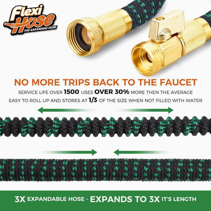 with 8 Function Nozzle, 50FT - Lightweight Expandable Garden Hose, No-Kink Flexibility, 3/4 Inch Solid Brass Fittings an