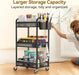 3 Tier Metal Rolling Cart, Black Utility Storage Cart with Wheels