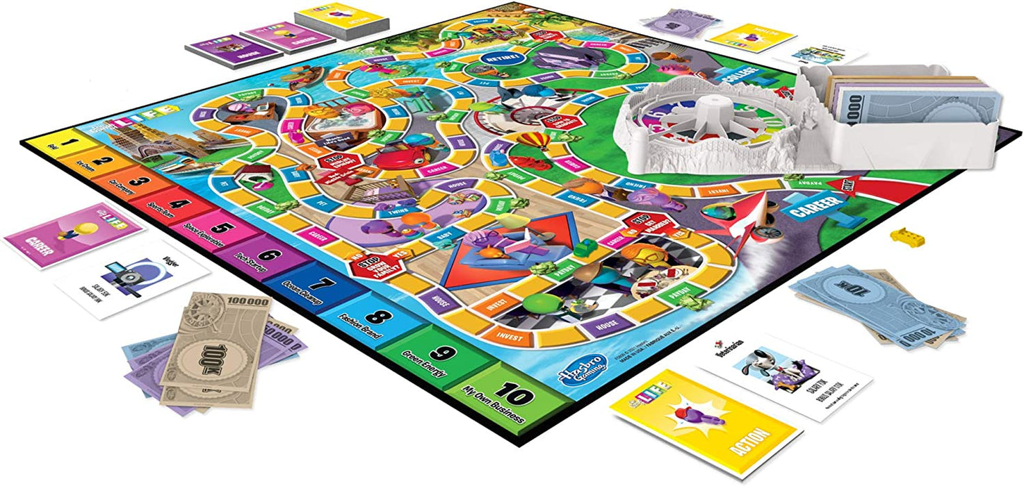 The Game of Life Board Game, Family Games for Kids Ages 8 and Up, Pegs Come in 6 Colors, Family Board Games for 2 to 4 Players