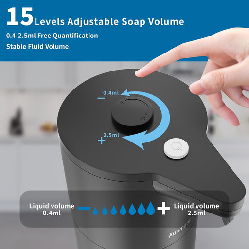 Automatic Soap Dispenser Touchless,15-Level,Kitchen Bathroom Black
