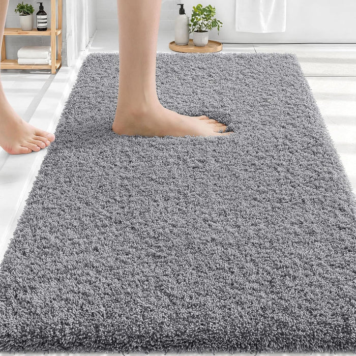 Microfiber Bathroom Rugs 30x20, Soft Highly Absorbent Bath Mat, Grey